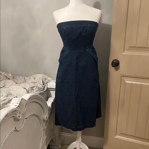 Anthropologie Dark Blue Strapless Dress